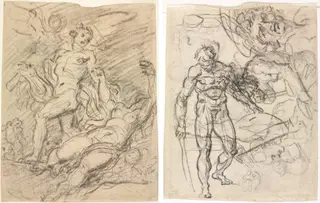 Orpheus and Eurydice (recto); Figure Studies (verso), by Jean Honoré Fragonard, 1761