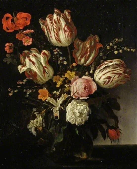 A glass vase of flowers, detail