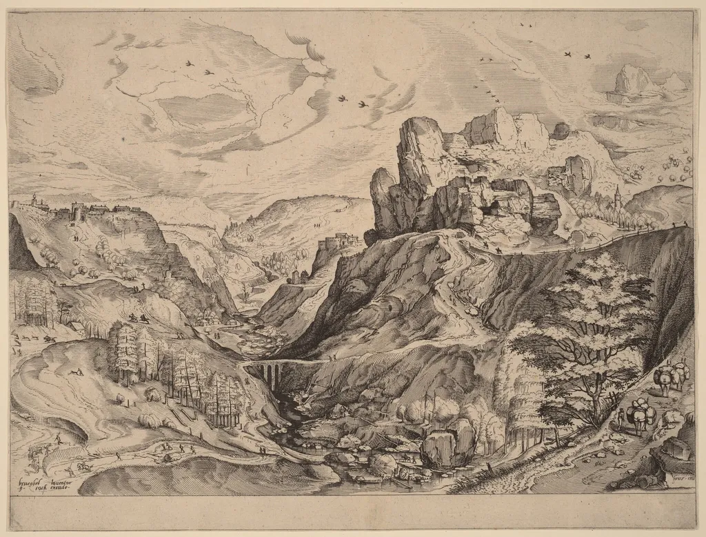 Alpine Landscape, by Lucas van Doetechum, ink, 1556