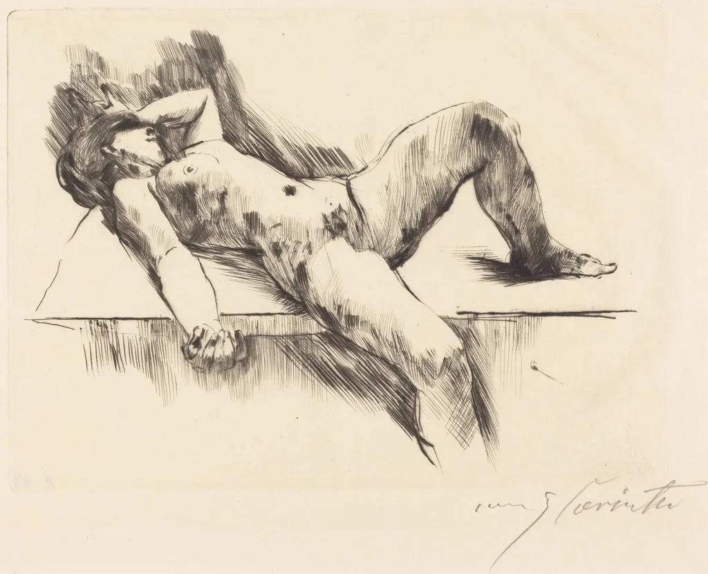 Liegender Weiblicher Akt III (Reclining Female Nude III ), by Lovis Corinth, ink, 1913