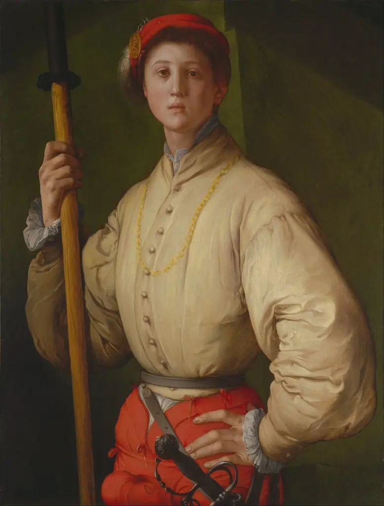 Portrait of a Halberdier, Francesco Guardi?, by Pontormo, oil, 1529