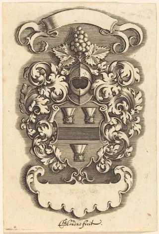 Crest, by Michel Le Blon, ink, 1622
