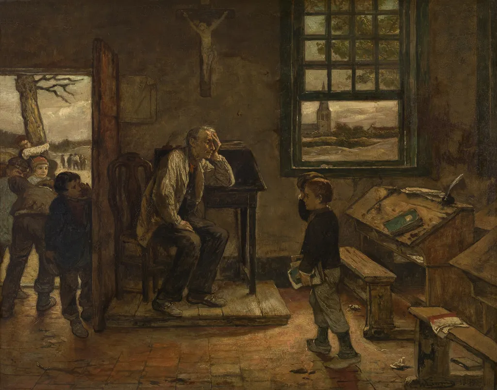 School, by Willem Linnig the Elder, oil, 1875
