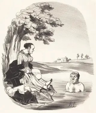 L'Eau est délicieuse... je t'assure..., by Honoré Daumier, ink, 1845