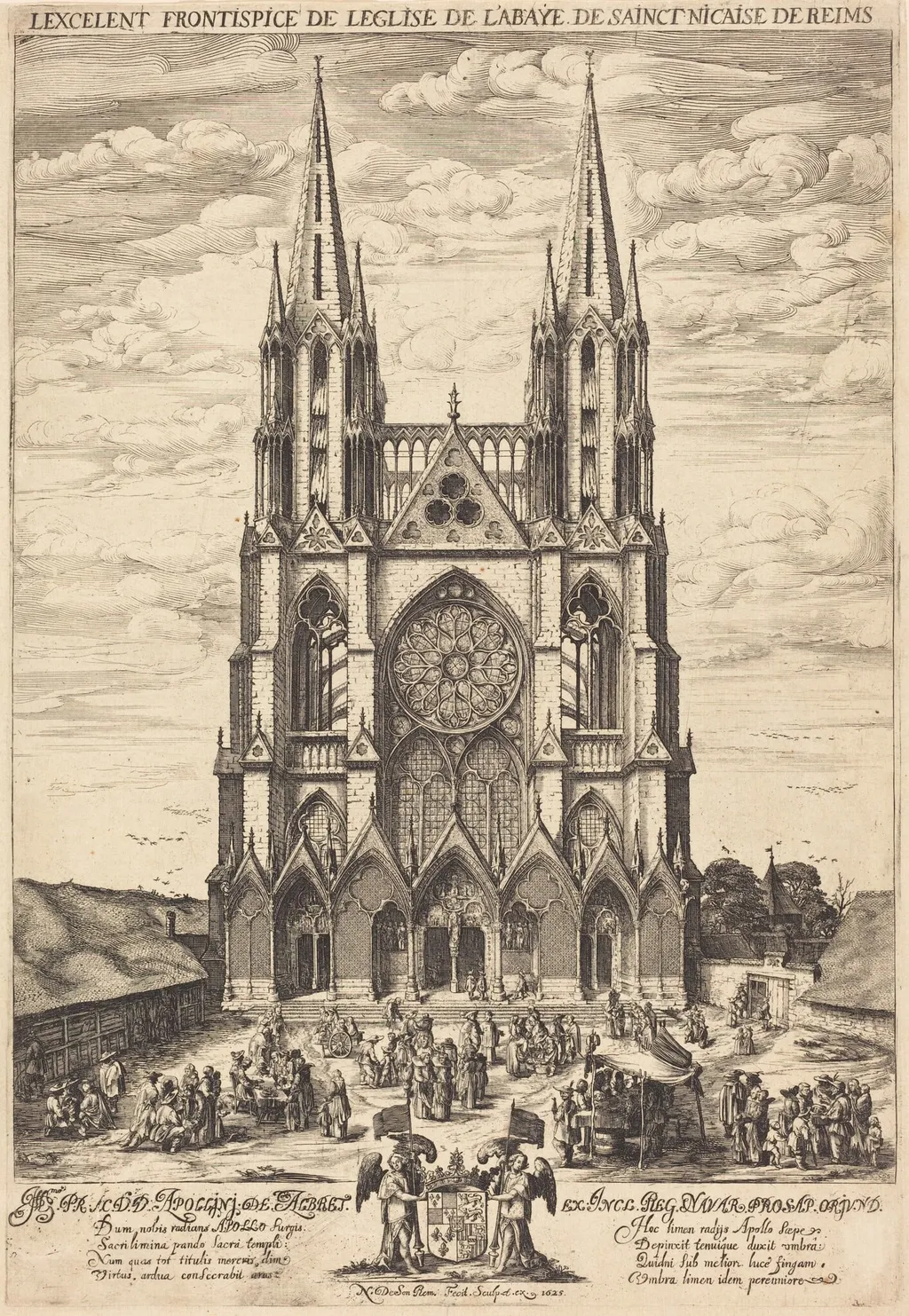 La facade de l'abbaye de S. Nicaise de Reims, by Nicolas de Son, ink, 1625