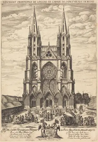 La facade de l'abbaye de S. Nicaise de Reims, by Nicolas de Son, ink, 1625