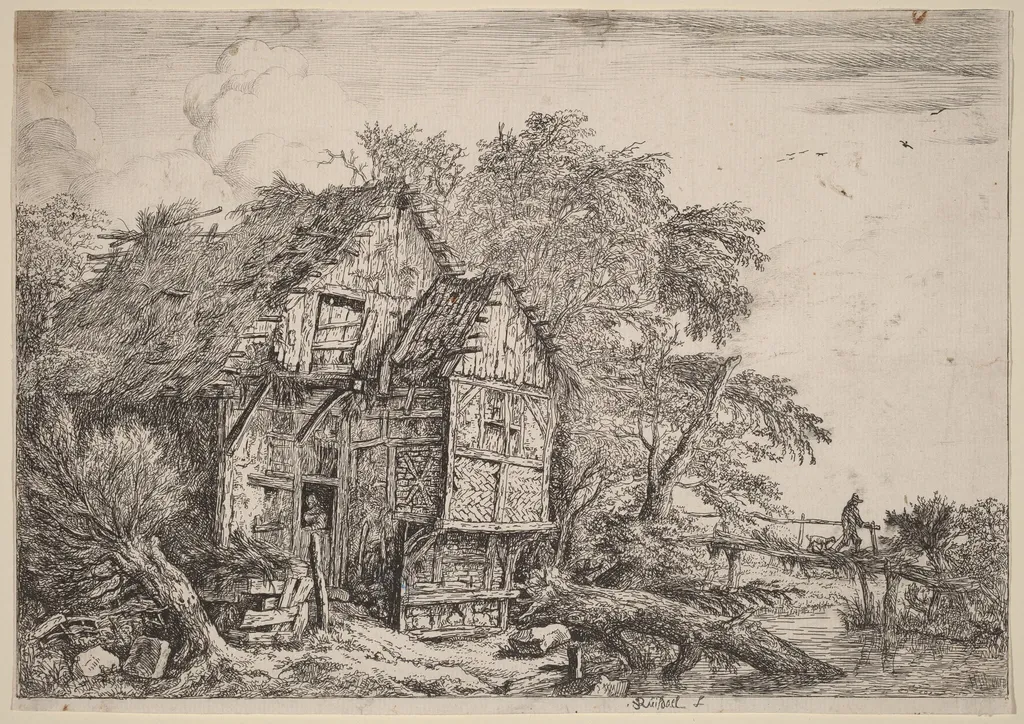 The Little Bridge, by Jacob van Ruisdael, ink, 1652
