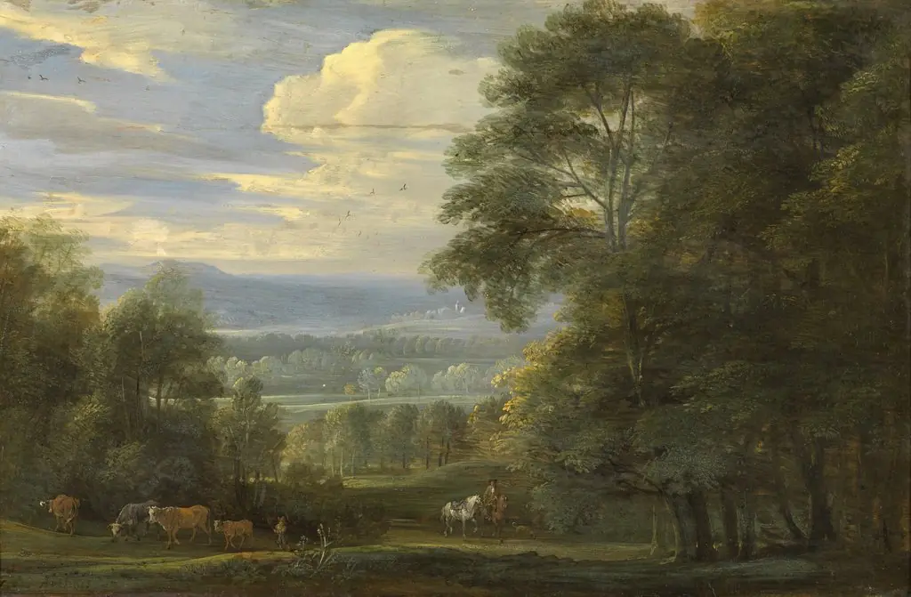 Landscape, by Jacques d'Arthois, oil, 1659