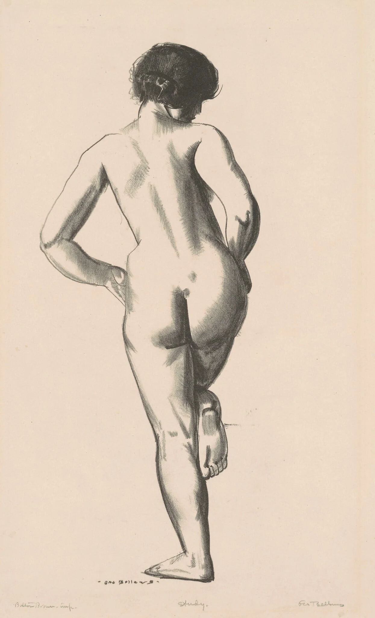 Nude Study, Girl Standing on One Foot, detail