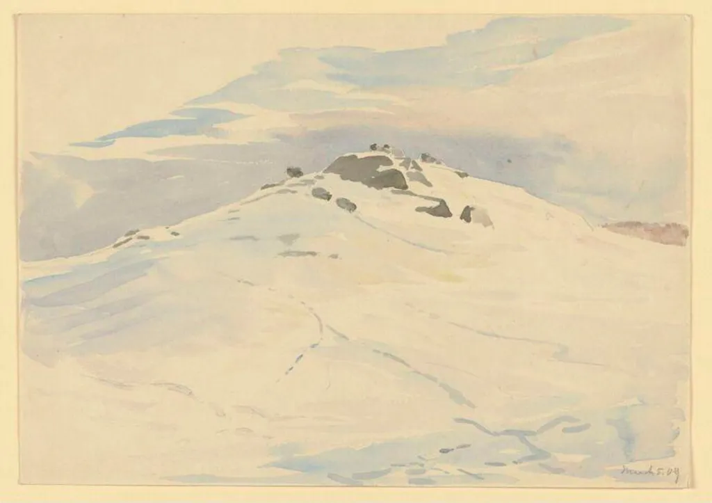 Hill-top under snow, by Beatrix Potter, watercolor, 5