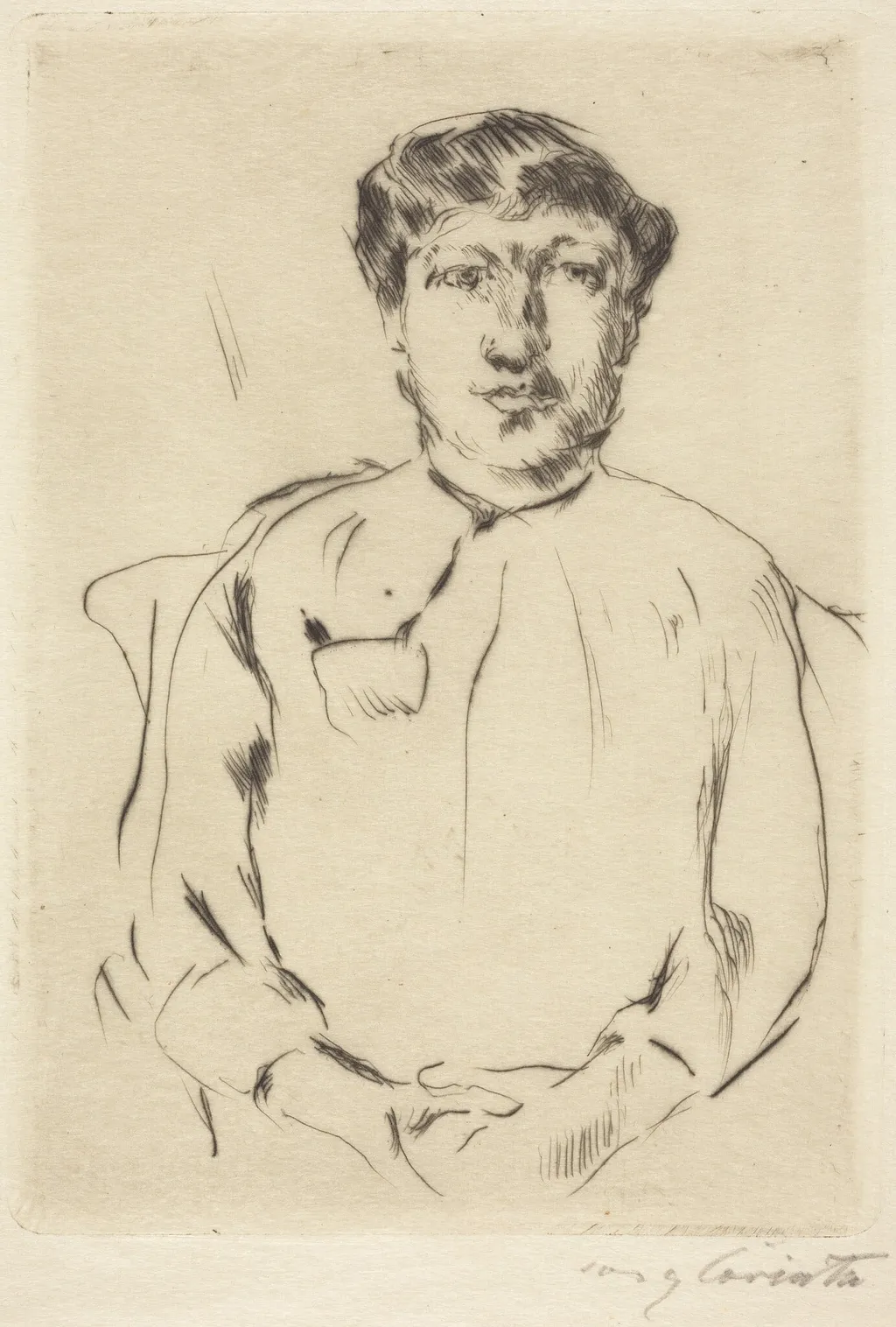 Frauenbildnis (Portrait of a Woman), by Lovis Corinth, ink, 1914
