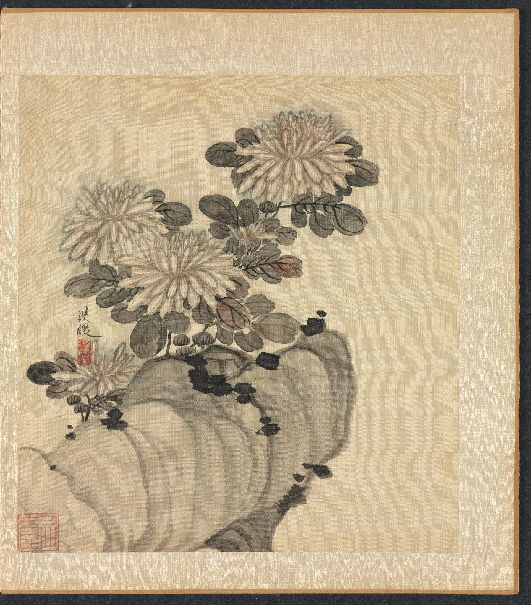 Paintings after Ancient Masters: Chrysanthemum and Rock, detail