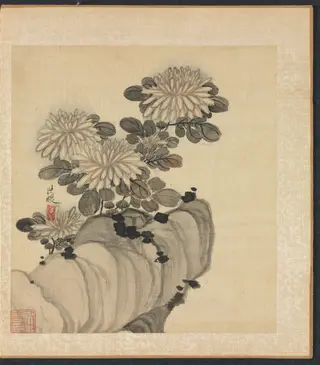 Paintings after Ancient Masters: Chrysanthemum and Rock, by Chen Hongshou, unspecified, 1625