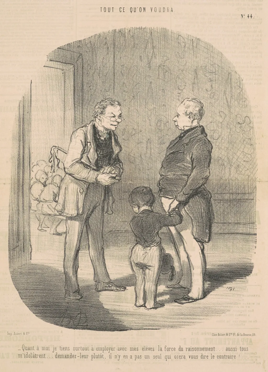 Quant a moi je tiens a employer ... la force du raisonnement, by Honoré Daumier, ink, 1848