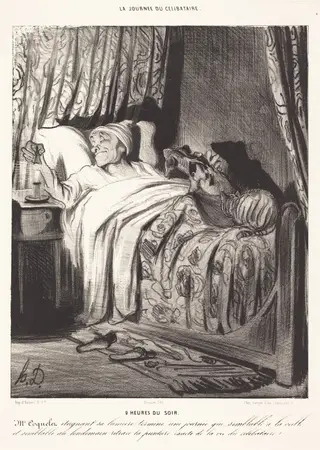 9 heures du soir, by Honoré Daumier, crayon, 1839