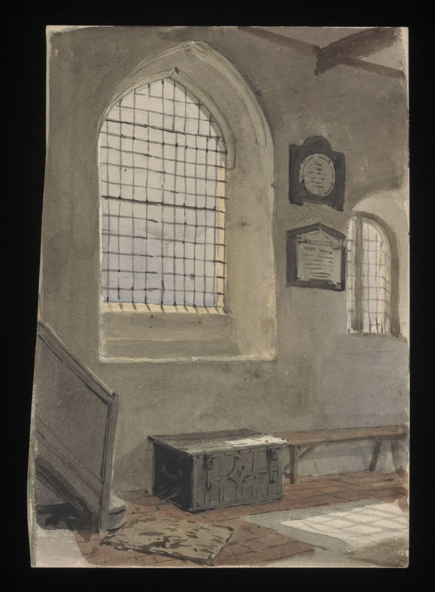 Watercolour drawing by the Grieve family, probably by Thomas Grieve, showing St John's Church, Margate, detail