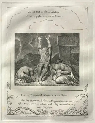 The Book of Job:  No. 8,  Let the Day perish wherin I was born, by William Blake, 1825