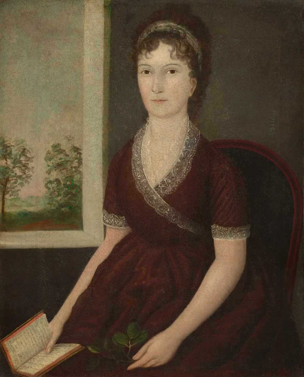 Sarah Ogden Gustin, by Joshua Johnson, oil, 1805
