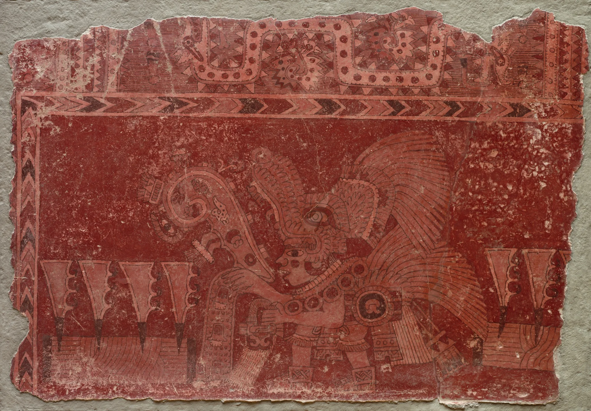 Mural Fragment with Elite Male and Maguey Cactus Leaves, detail