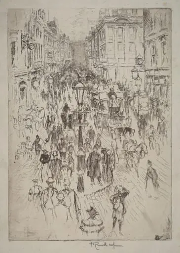 New Oxford Street, London, by Joseph Pennell, ink, 1893