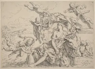 The Rape of Europa, by Simone Cantarini, ink, 1630