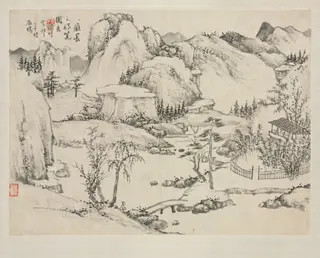 Landscape Album in Various Styles: Scenery of Mt. Changbai after Huang Gongwang, by Zha Shibiao, unspecified, 1684