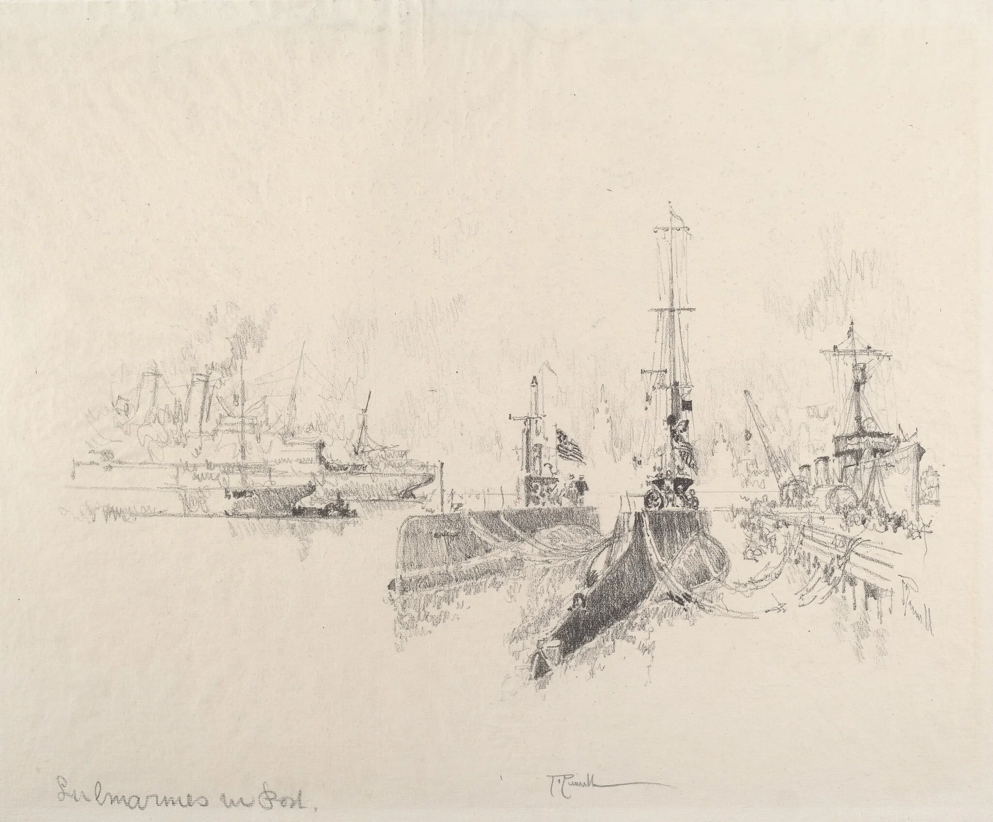 Submarines in Port, detail