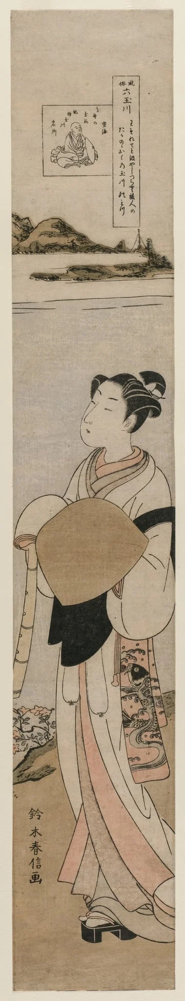 The Priest Kukai by the Tama River at Mt. Koya (From the Series The Six Tama Rivers in Everyday Life), detail