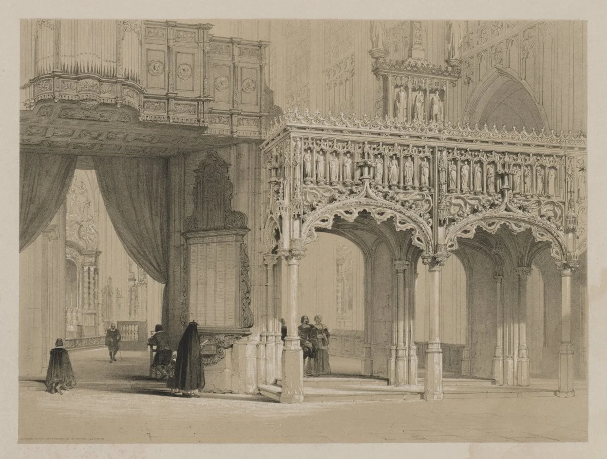 Sketches in Belgium and Germany, Volume I: Screen in the Cathedral of St. Peter, Louvain, detail