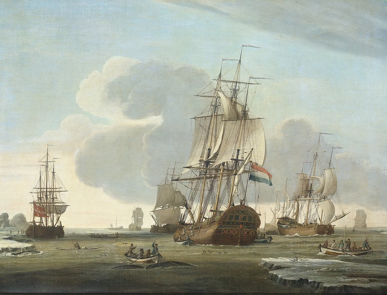 The Groenlandvaarder "Zaandam" of the Shipping Company Claes Taan and Son, Zaandam, on a Whale Hunt, detail