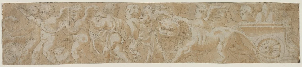 Chariot Drawn by Lions with Amorini (recto), detail