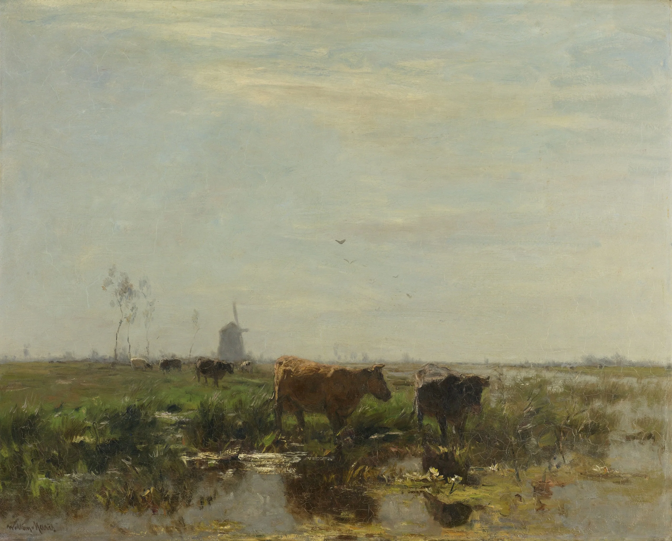 Meadow with Cows by the Water, detail