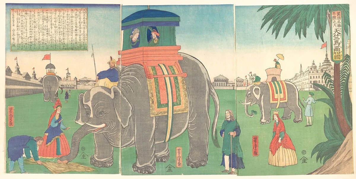 Tenjiku maru no zu|A View of Indian Elephants, detail