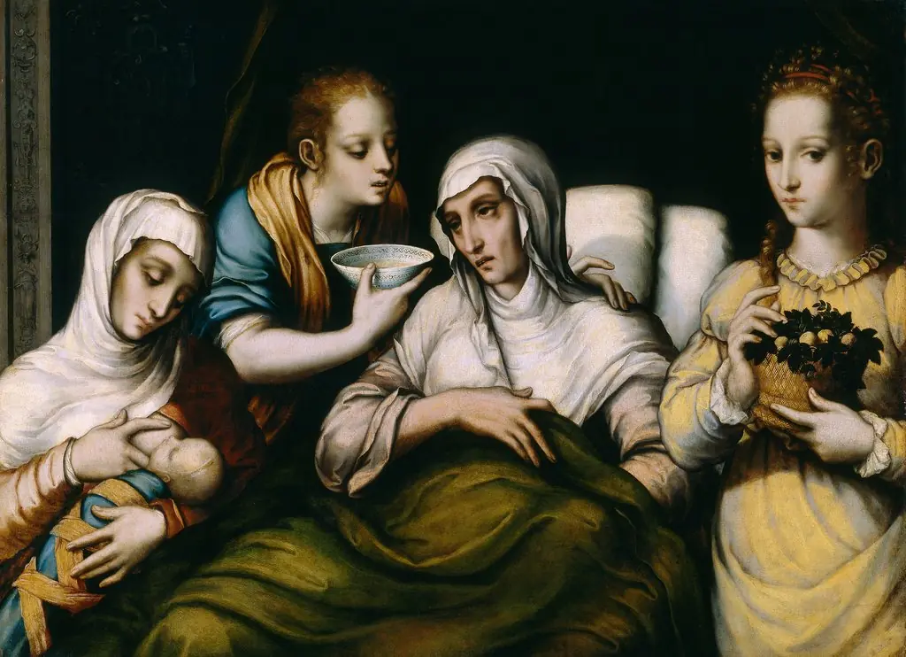 The Birth of the Virgin, by Luis de Morales, oil, 1562