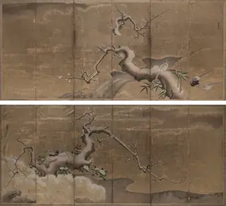 Winter Scene with Plum Trees and Pheasants, by Kano Naonobu, unspecified, 1604