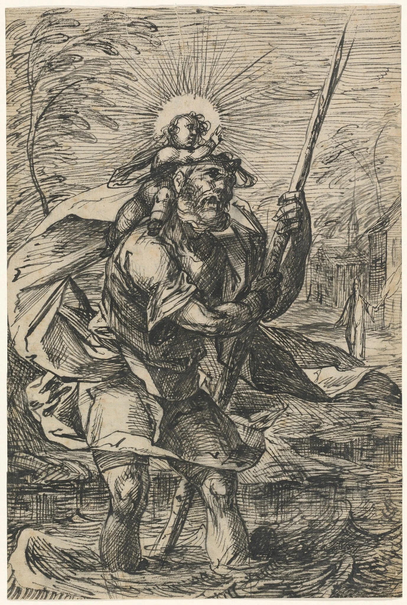 Saint Christopher (recto), detail