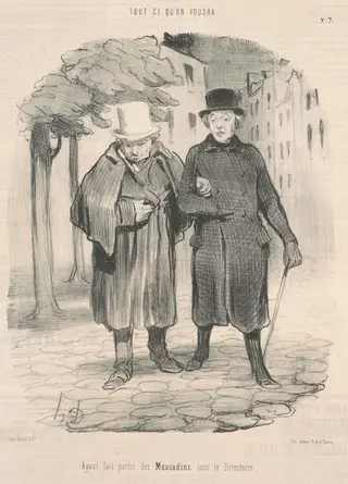 Ayant faitartie des muscadins sous le directoire, by Honoré Daumier, ink, 1847