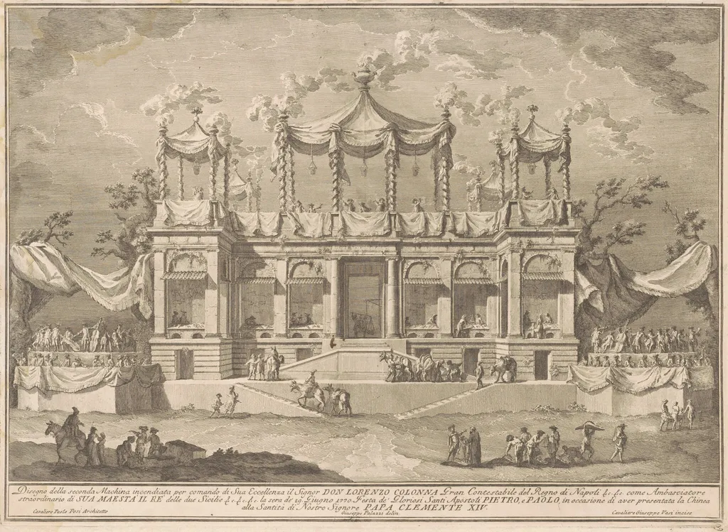 The Seconda Macchina for the Chinea of 1770: The Fish Market Portico, by Giuseppe Vasi, ink, 1770