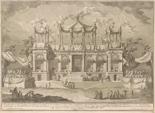 The Seconda Macchina for the Chinea of 1770: The Fish Market Portico, by Giuseppe Vasi, ink, 1770
