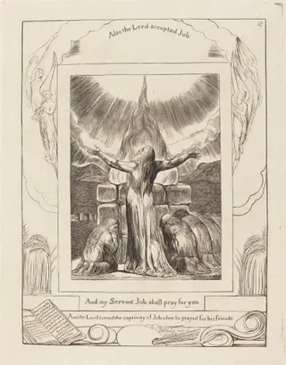 Job's Sacrifice, by William Blake, ink, 1825
