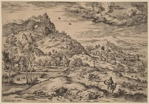 Mercury with the Head of Argus in His Hand, by Hieronymus Cock, ink, 1558