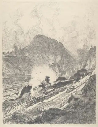 The Cut from Culebra, by Joseph Pennell, ink, 1912
