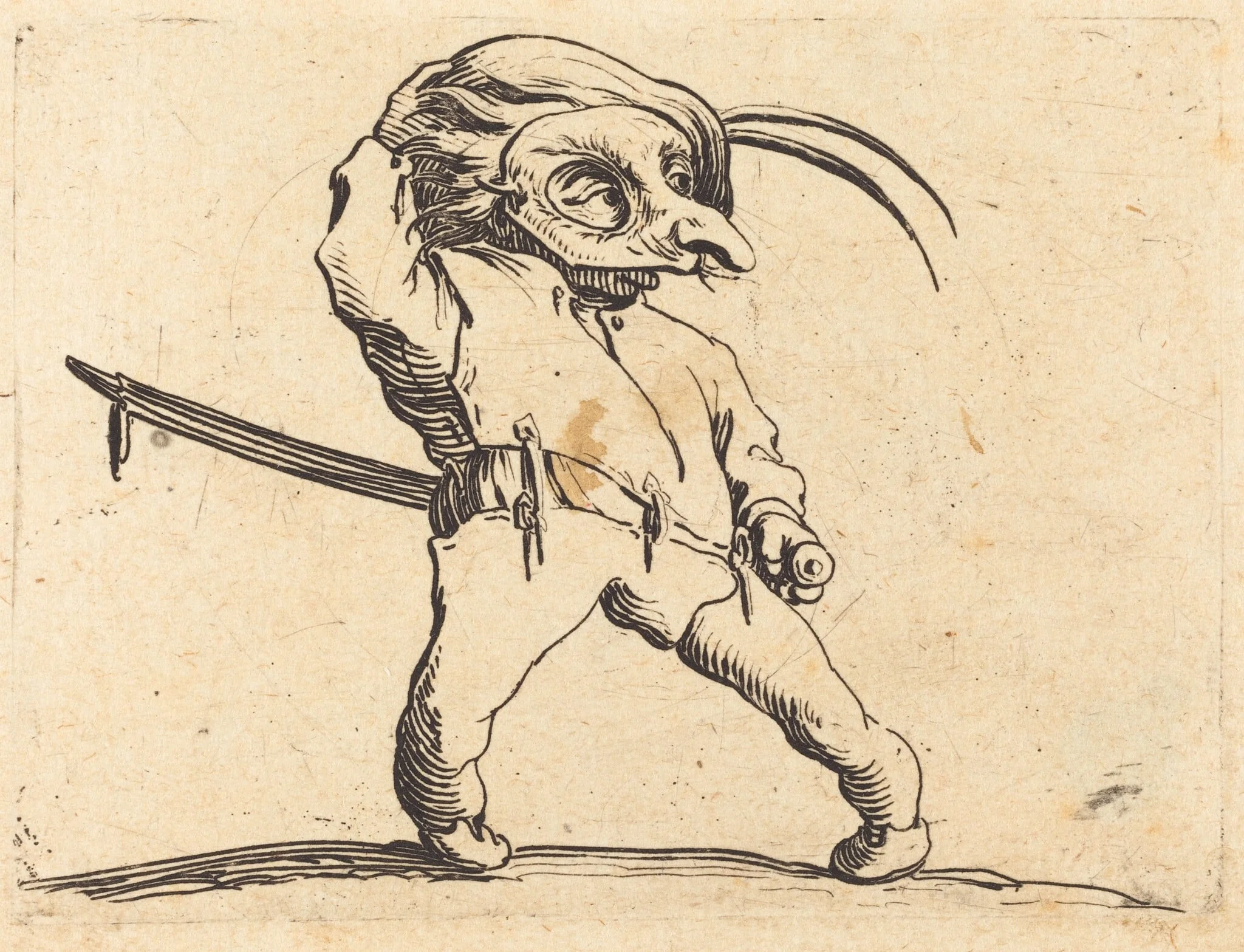 Masked Man with Twisted Feet, detail