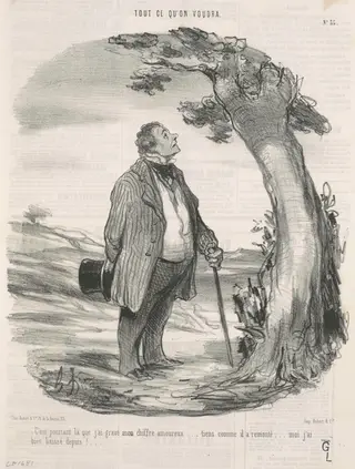 C'est pourtant la que j'ai gravé mon chiffre ..., by Honoré Daumier, ink, 1849