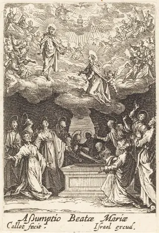 The Assumption of the Virgin, by Jacques Callot, ink, 1634