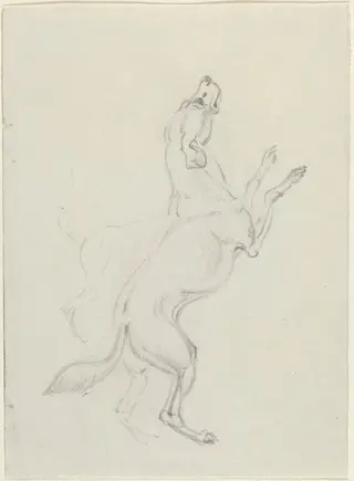 A Hound Jumping, by James Seymour, graphite, 1743