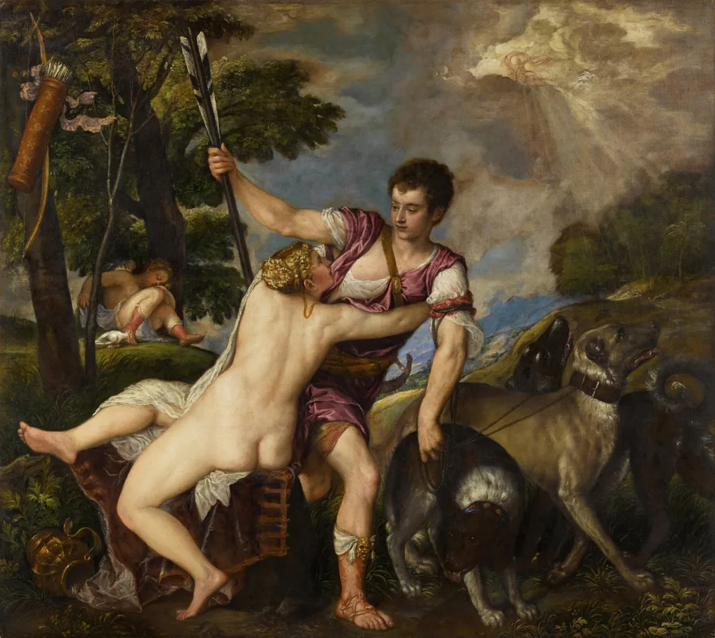 Venus and Adonis, by Titian, oil, 1557