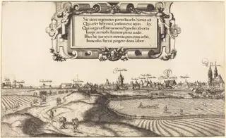 View of Nuremberg from the East [left section], by Hanns Lautensack, ink, 1552