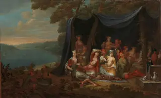 Fête champêtre with Turkish Courtiers under a Tent, by Jean Baptiste Vanmour, oil, 1728