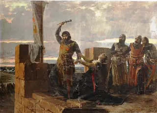 Guzmán el Bueno, by Salvador Martínez Cubells, oil, 1892